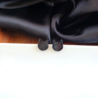 Dainty Cat Studs - Black Glitter