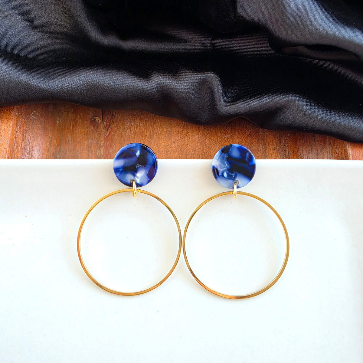 Amelia Earrings - Midnight Marble