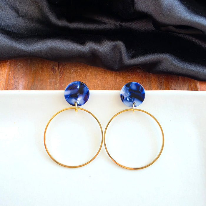Amelia Earrings - Midnight Marble