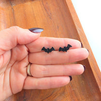 Bat Studs - Black Glitter