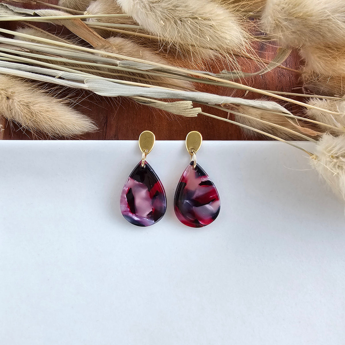Leah Earrings - Burgundy