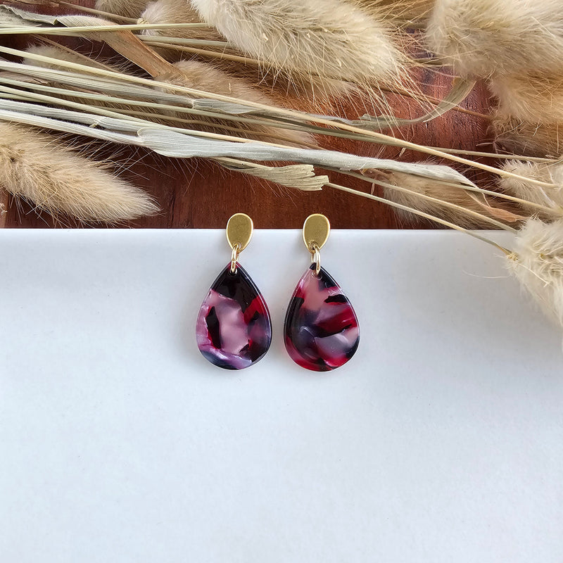 Leah Earrings - Burgundy