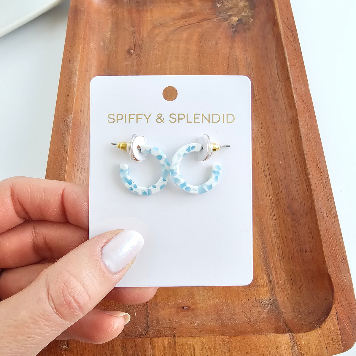 Micro Cam Mini Hoops - Pastel Blue Dot