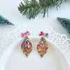 Christmas Ornament Earrings - Gold Sparkle