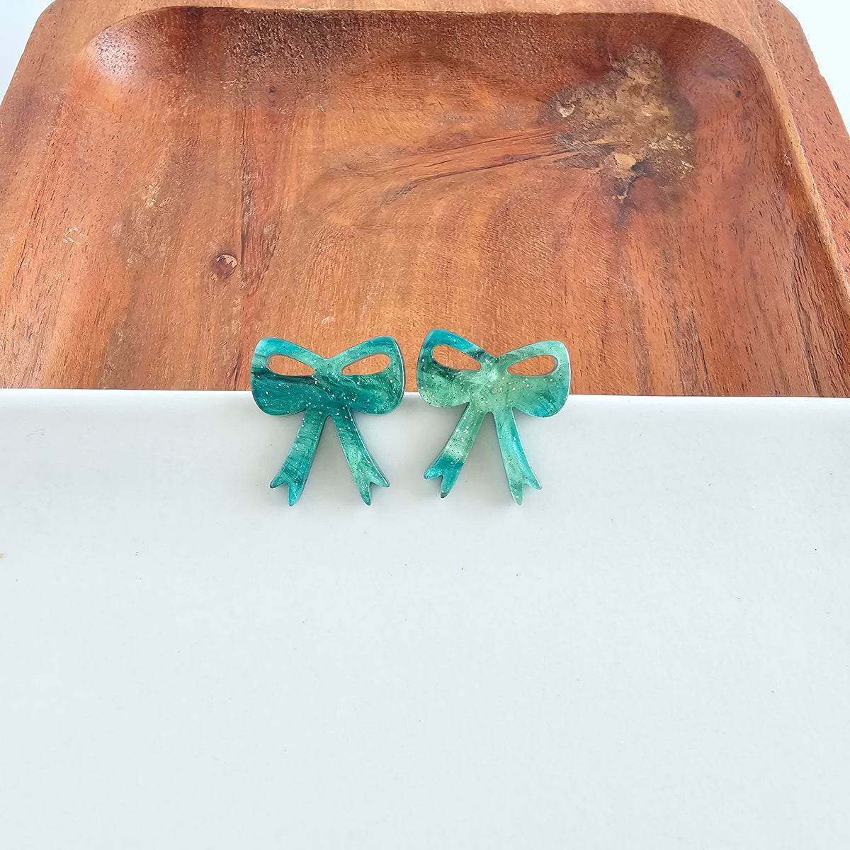 Bow Studs - Green Shimmer