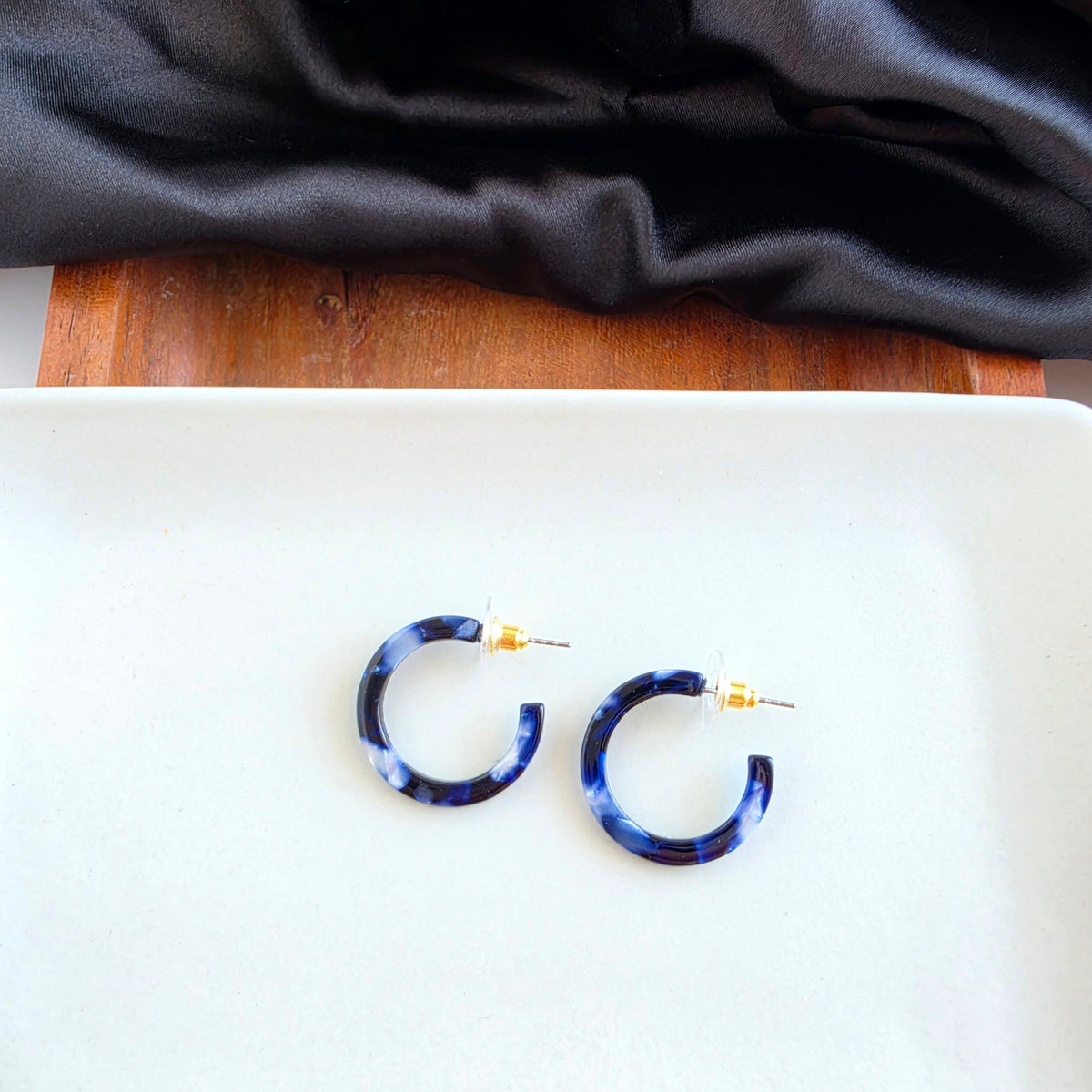 Cam Mini Hoops - Midnight Marble