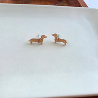Dainty Dachshund Studs - Brown Glitter