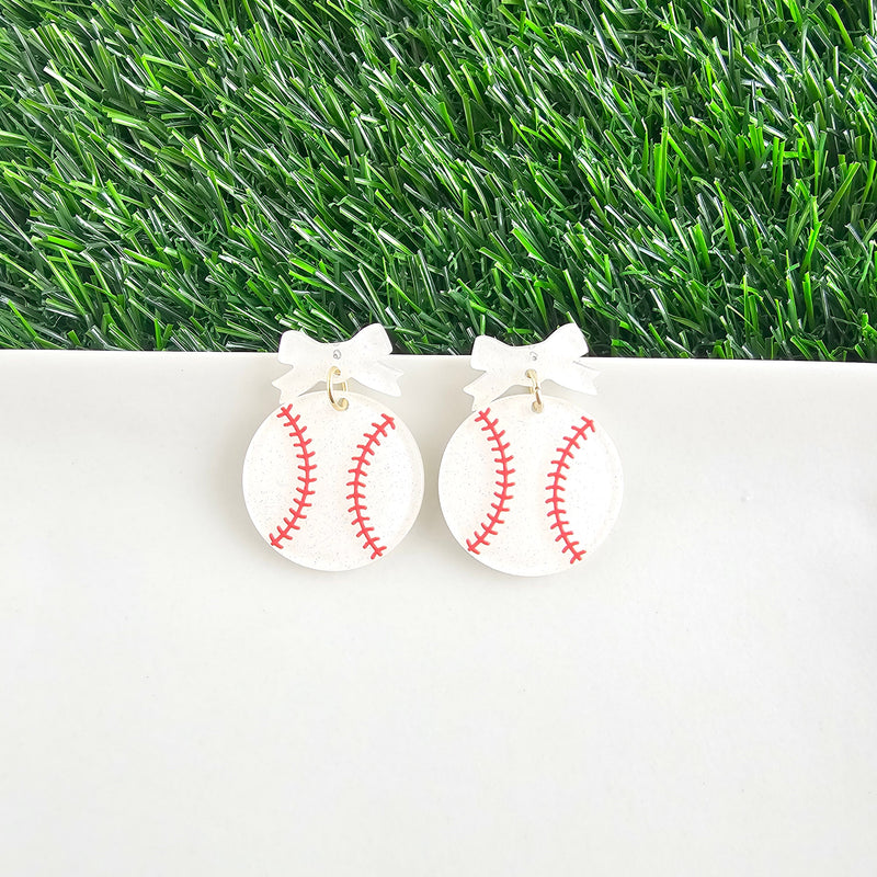 Bow Baseball Earrings