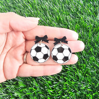 Bow Soccer Ball Earrings