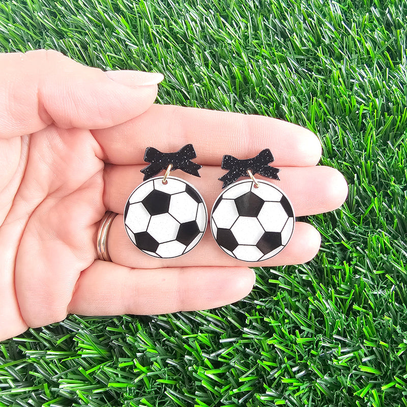 Bow Soccer Ball Earrings