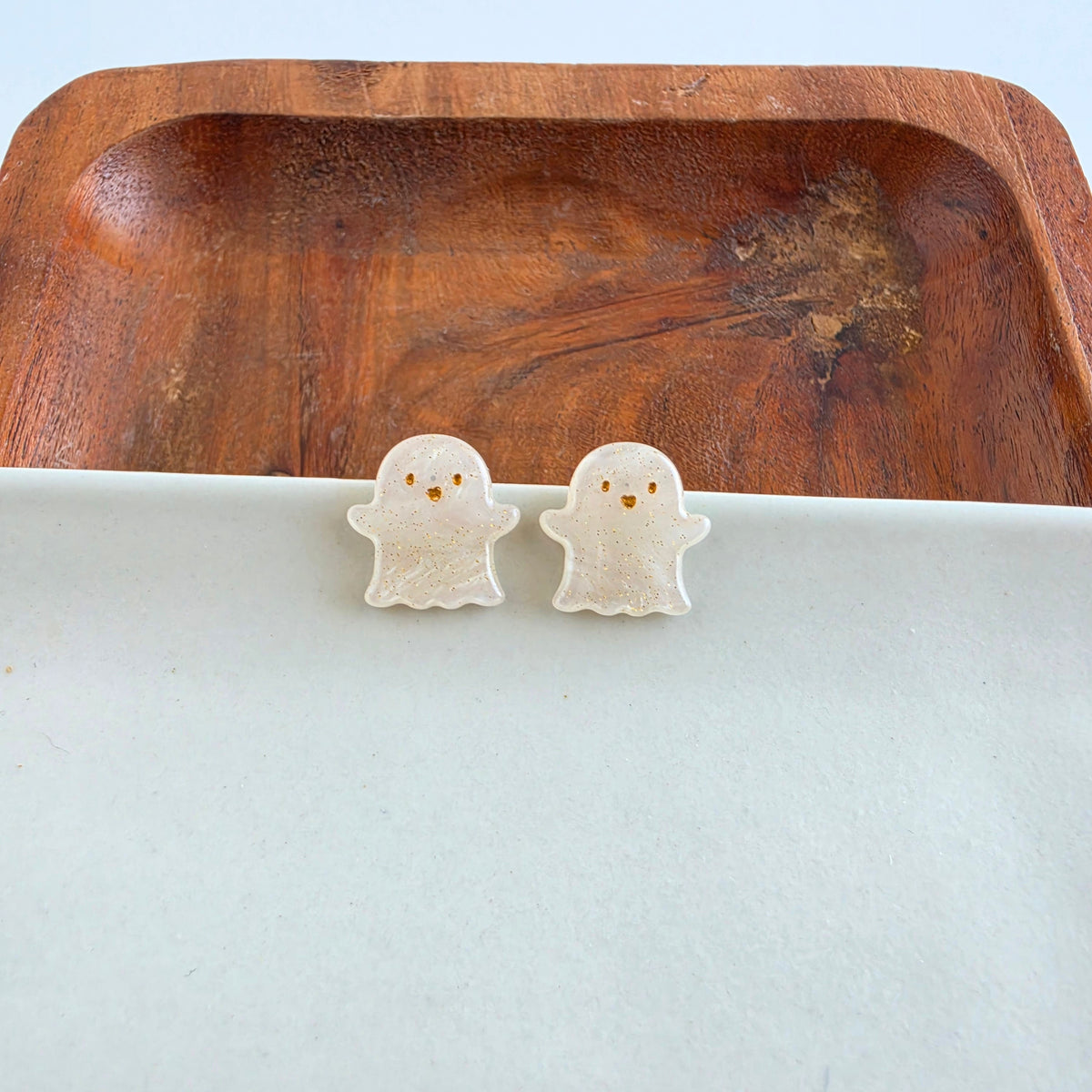 Friendly Ghost Studs - White Shimmer