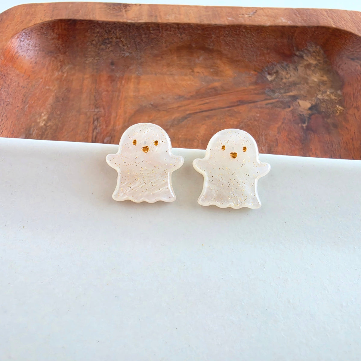 Friendly Ghost Studs - White Shimmer
