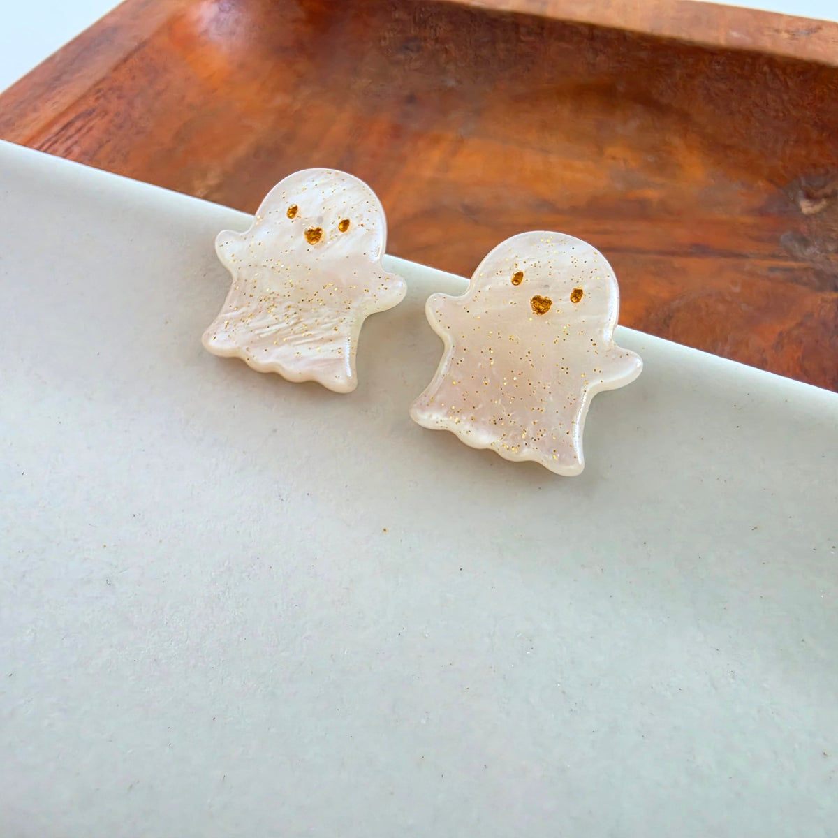 Friendly Ghost Studs - White Shimmer