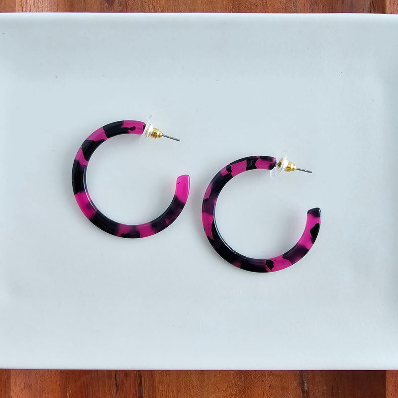Camy Hoops - Fuchsia Tortoise