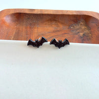 Bat Studs - Black Glitter