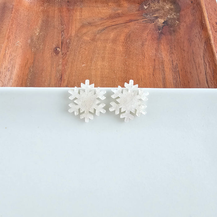 Snowflake Studs - White Shimmer