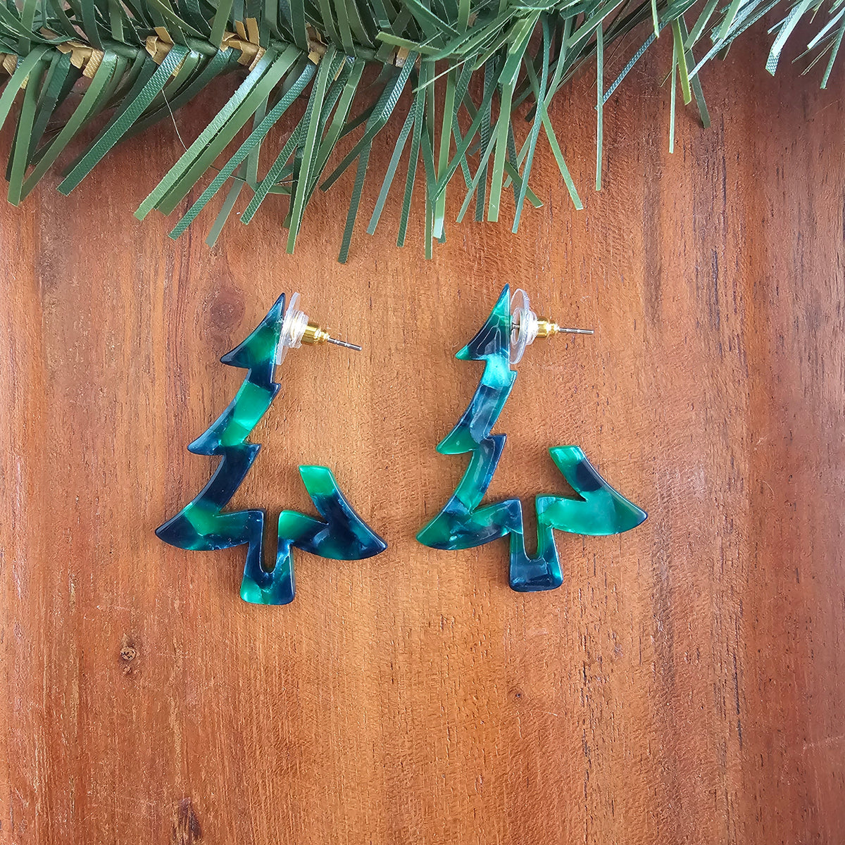 Christmas Tree Hoops - Dark Green