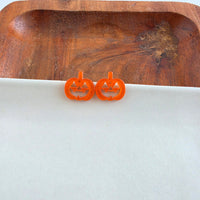 Jack O' Lantern Pumpkin Studs - Orange Glitter