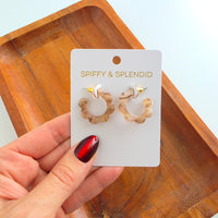 Flora Mini Hoops - Shimmering Taupe