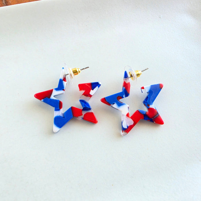 Mini Star Hoops - Red, White & Blue