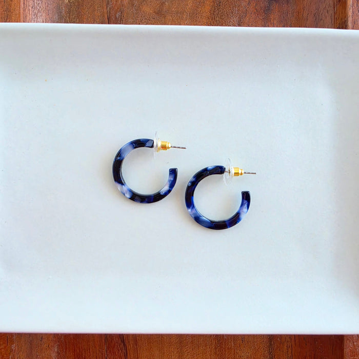 Cam Mini Hoops - Midnight Marble