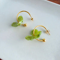 Magnolia Hoops - Olive Green