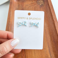 Bowie Studs - Pastel Blue Dot