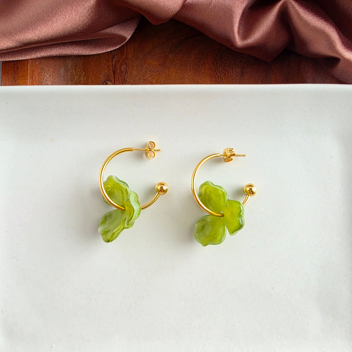 Magnolia Hoops - Olive Green