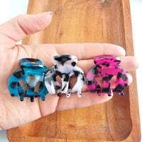 Claire Hair Claw Trio - Blue Tortoise, Snow Tortoise, and Fuchsia Tortoise