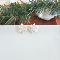 Snowflake Studs - White Shimmer