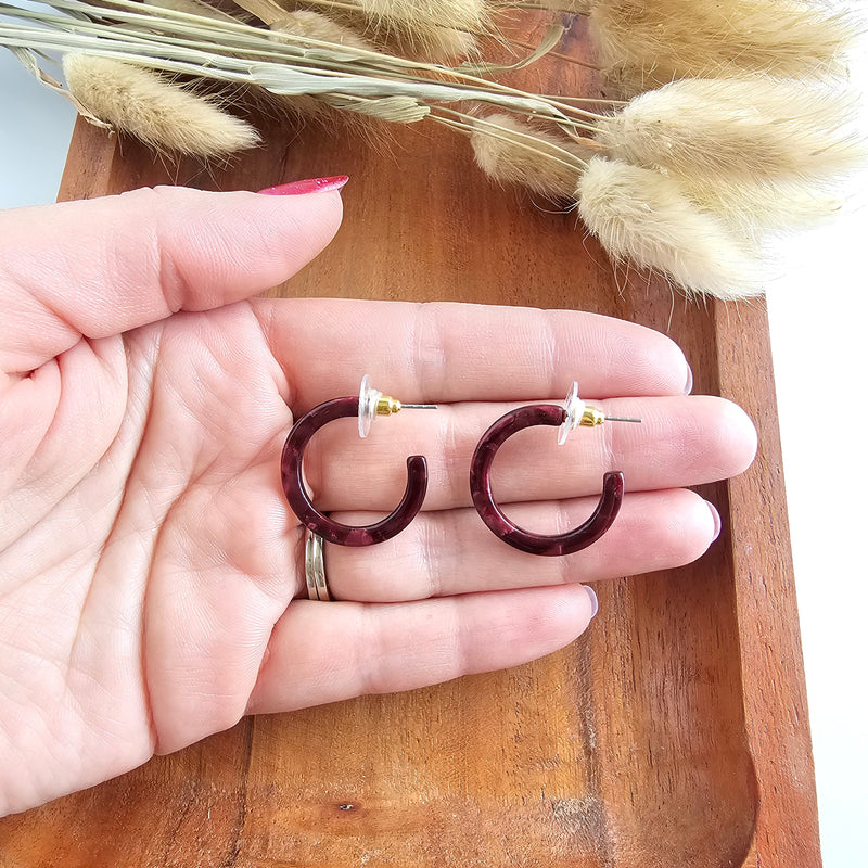 Cam Mini Hoops - Maroon