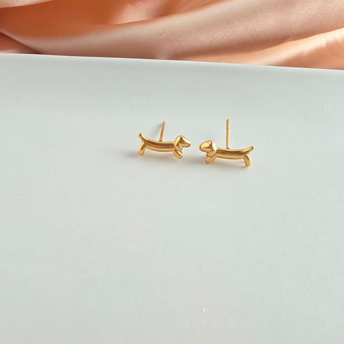 Luxe Dainty Dachshund Studs - Gold