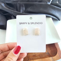 Mini Ghost Studs - Light Pink Shimmer