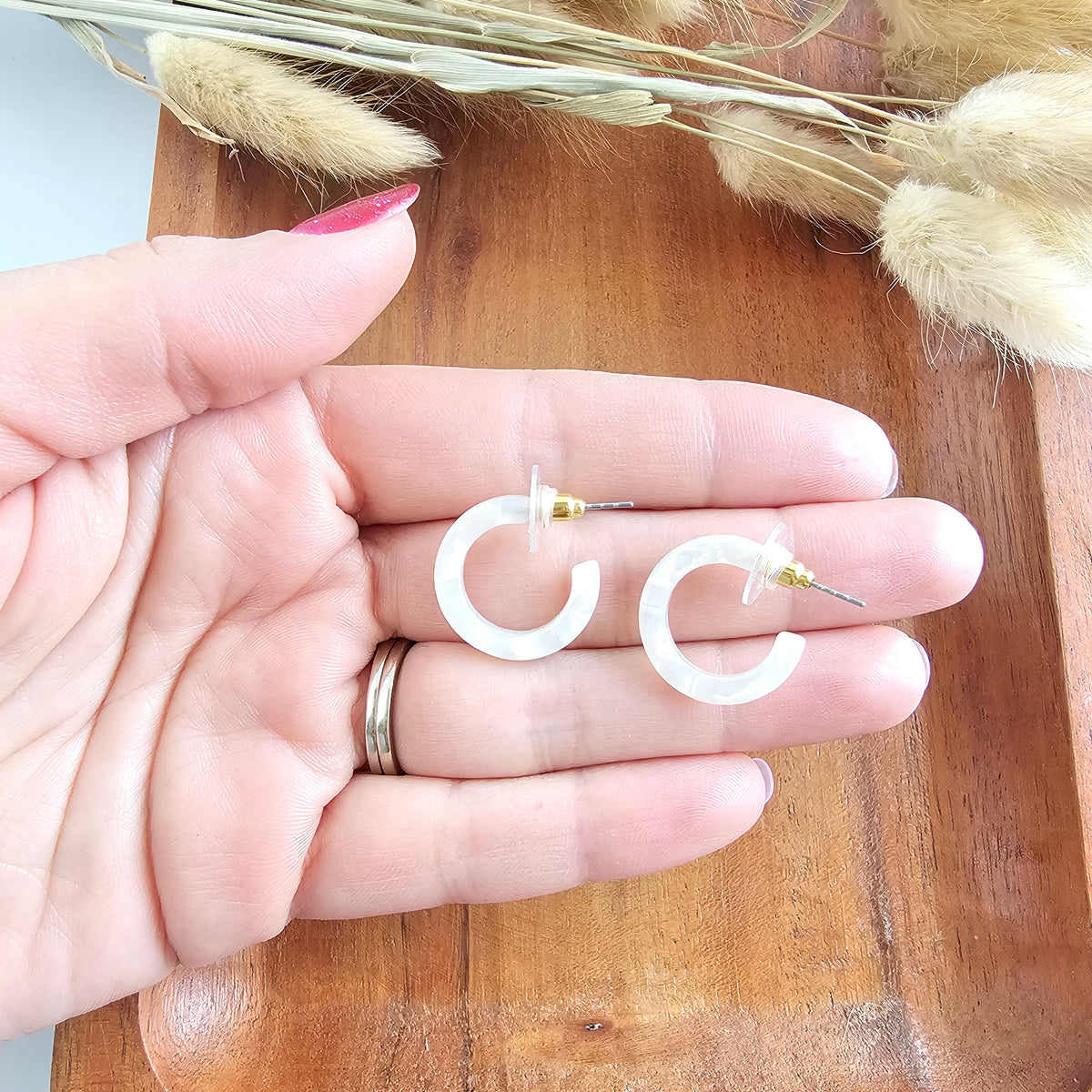 Micro Cam Mini Hoops - Cream