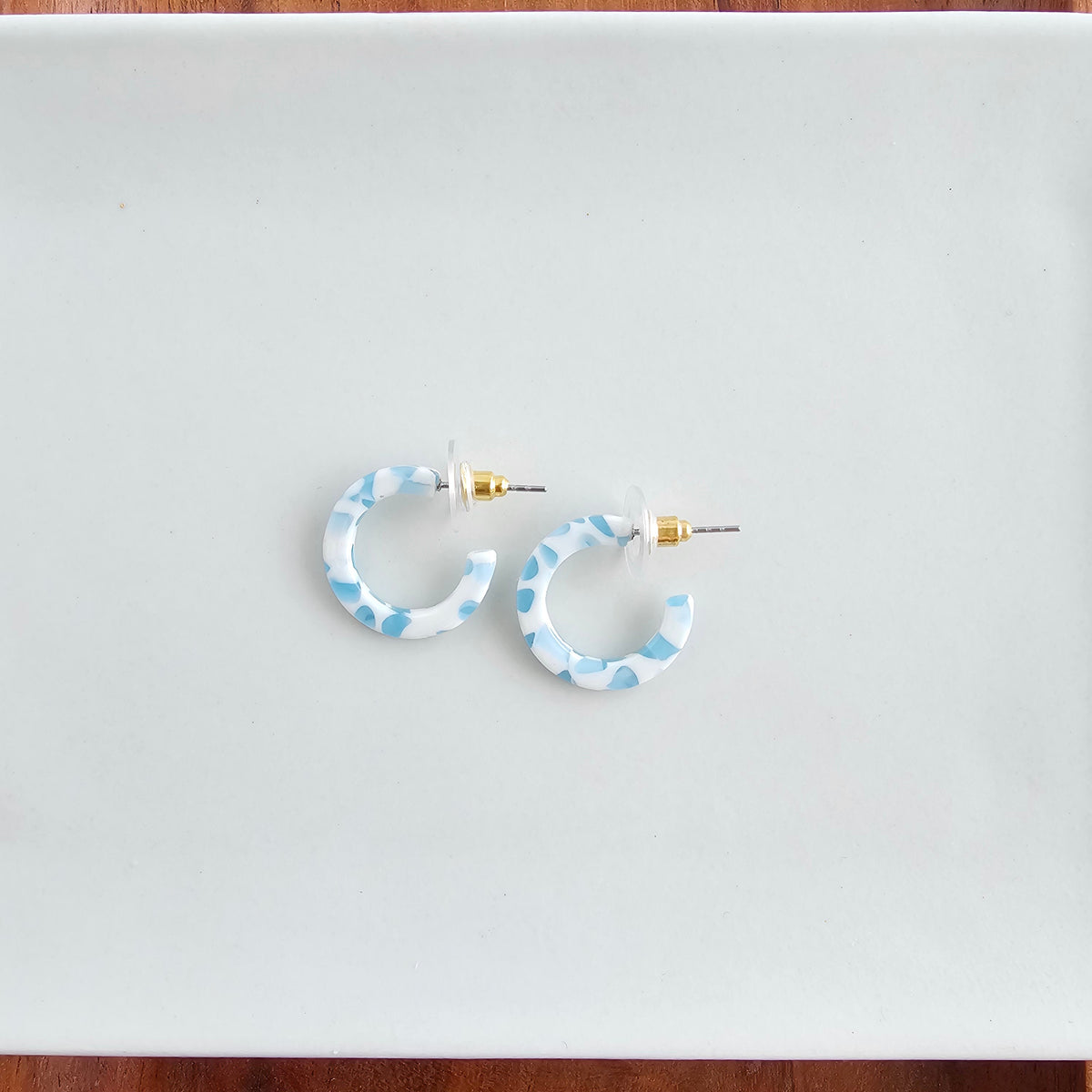 Micro Cam Mini Hoops - Pastel Blue Dot