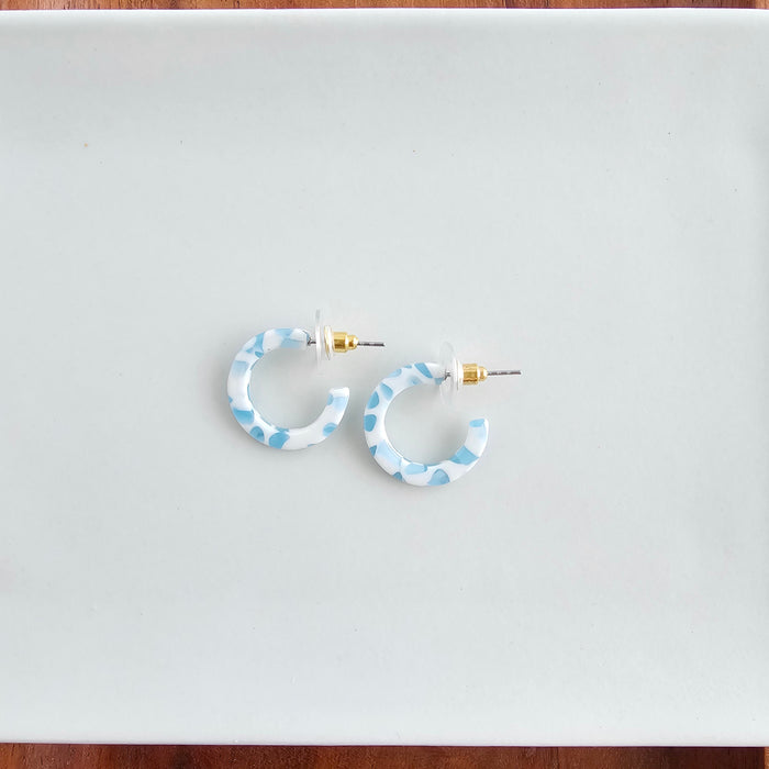 Micro Cam Mini Hoops - Pastel Blue Dot