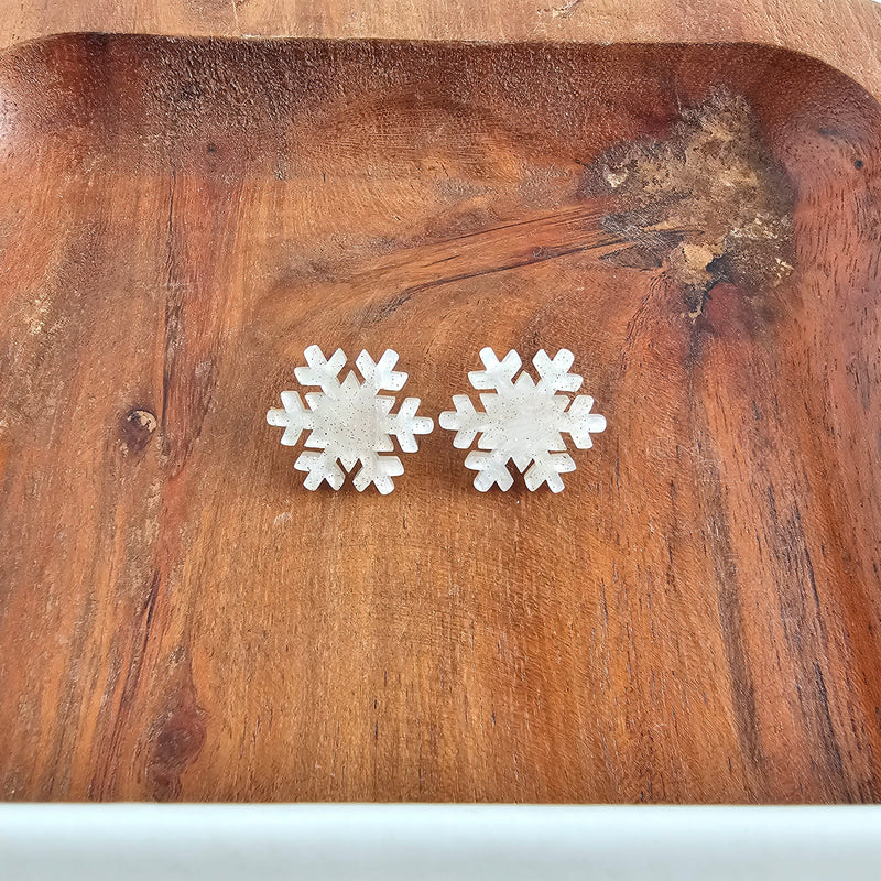 Snowflake Studs - White Shimmer