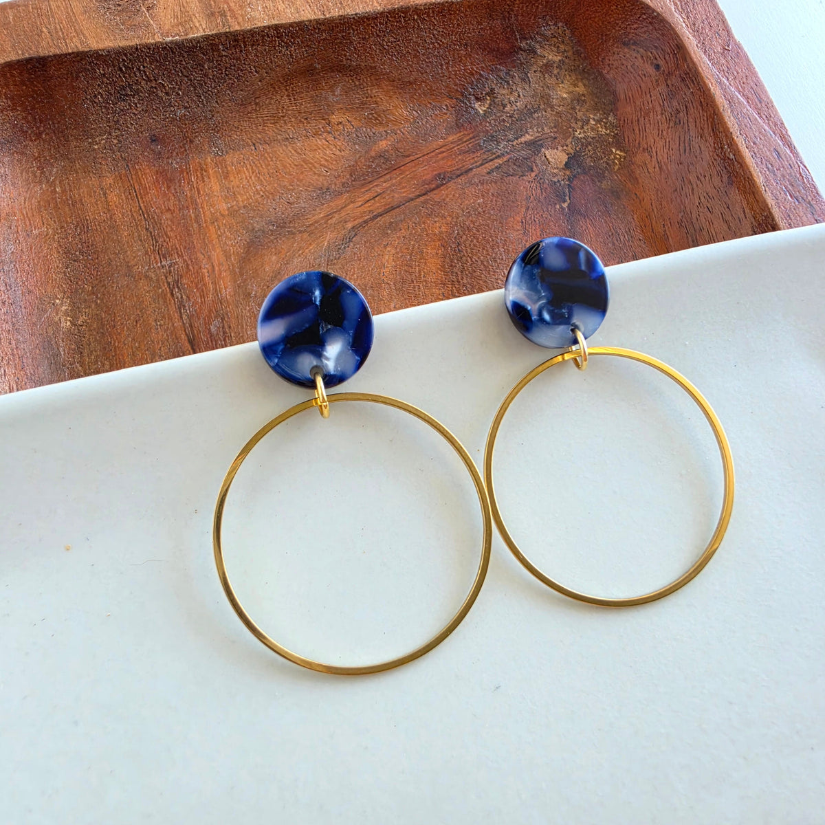 Amelia Earrings - Midnight Marble