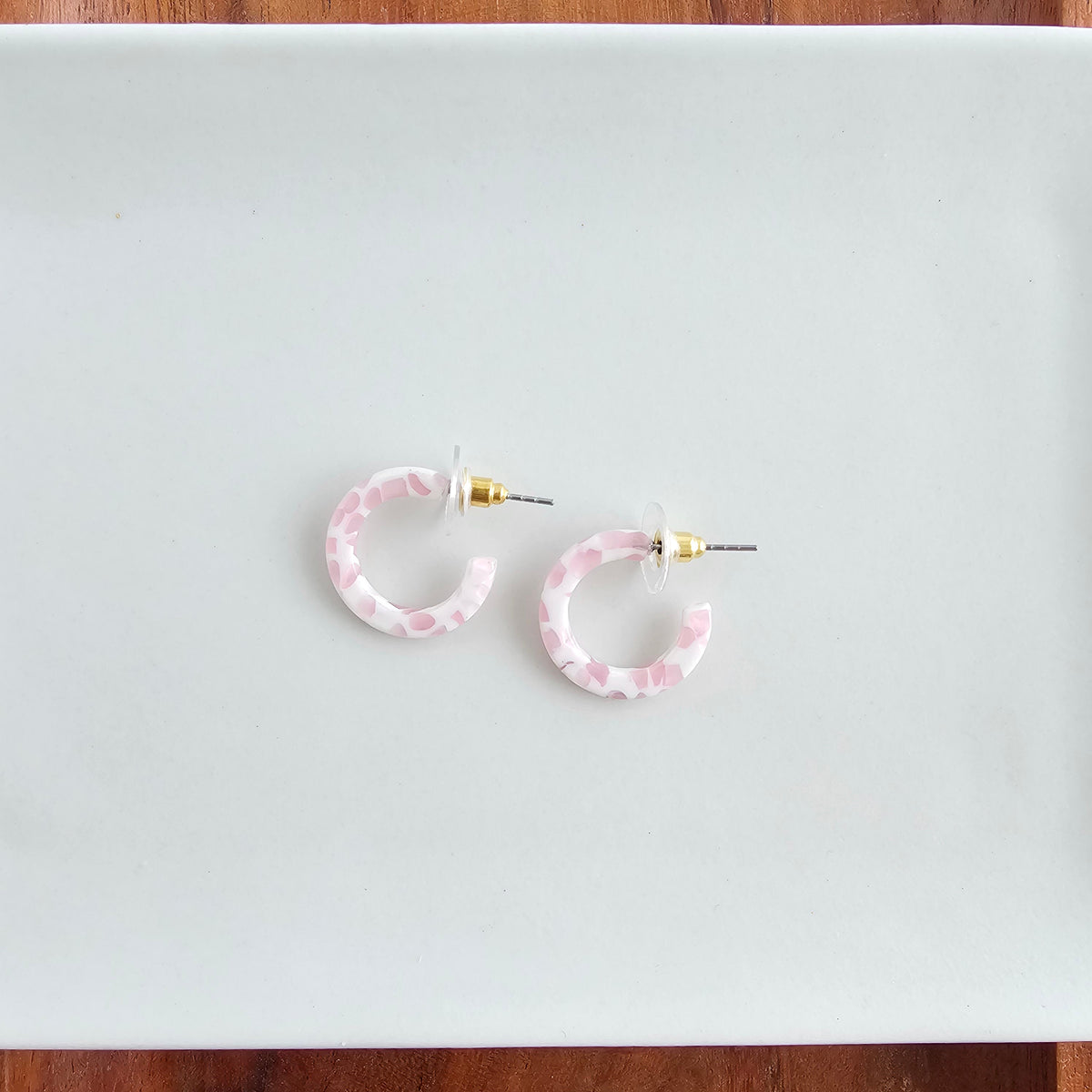 Micro Cam Mini Hoops - Powder Pink Dot