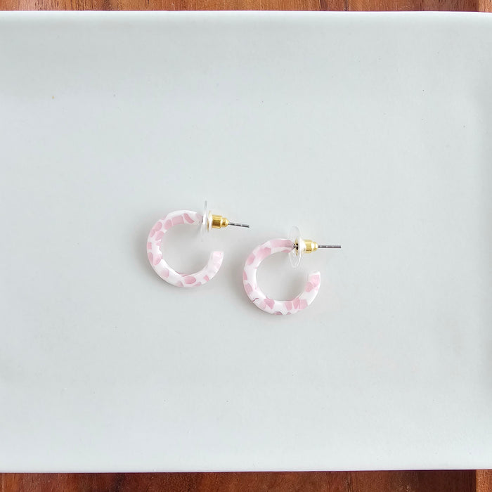 Micro Cam Mini Hoops - Powder Pink Dot