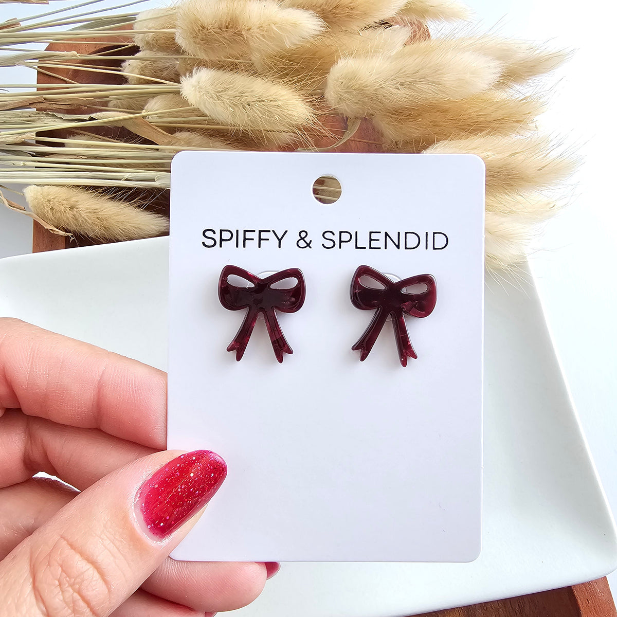 Bow Studs - Maroon