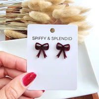 Bow Studs - Maroon