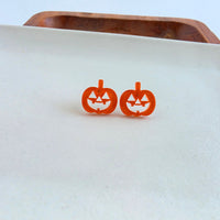 Jack O' Lantern Pumpkin Studs - Orange Glitter