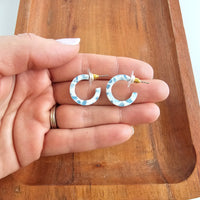 Micro Cam Mini Hoops - Pastel Blue Dot
