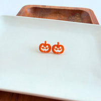 Jack O' Lantern Pumpkin Studs - Orange Glitter