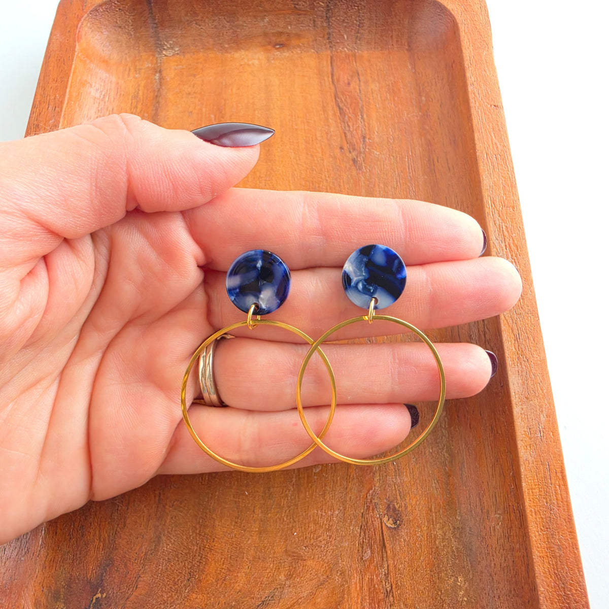Amelia Earrings - Midnight Marble