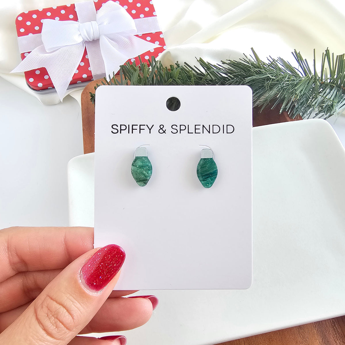Christmas Light Studs - Green Shimmer
