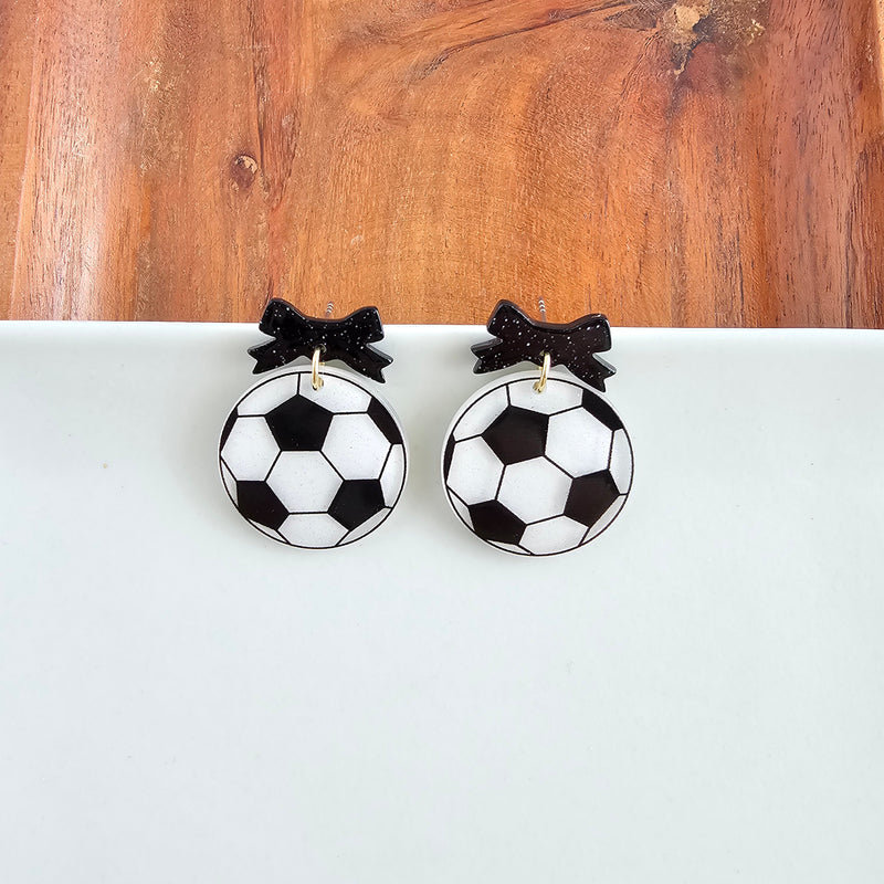 Bow Soccer Ball Earrings