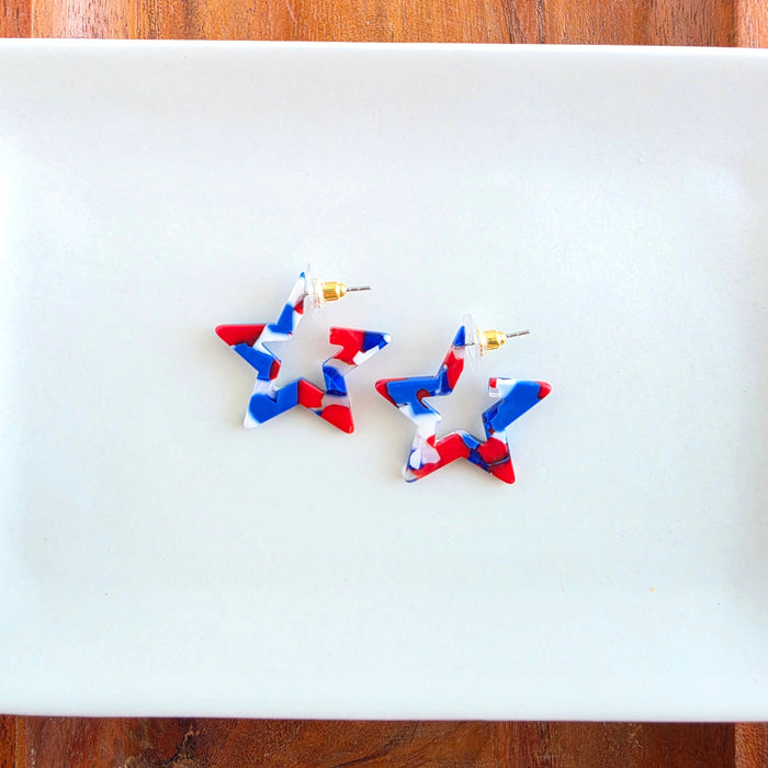 Mini Star Hoops - Red, White & Blue