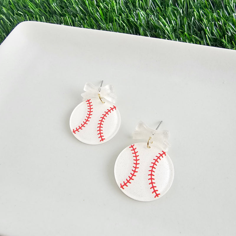 Bow Baseball Earrings